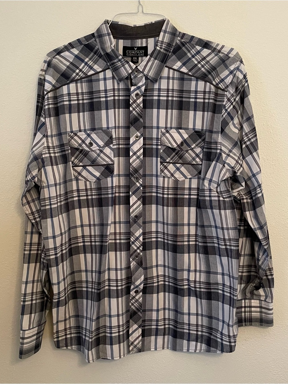 Company Eighty One Men’s Button Up Shirt XXL‎ Blue Plaid Western